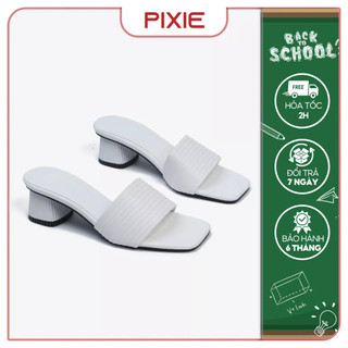 Guốc cao gót 5cm nữ kiểu kẻ ngang pixie e117
