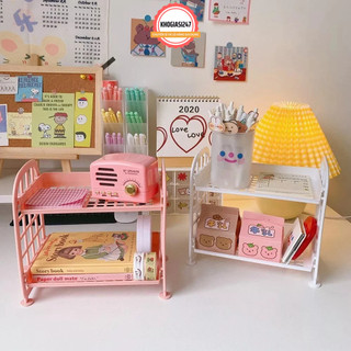 Kệ nhựa mini 2 tầng đựng đồ đa năng, nhỏ gọn trang trí siêu xinh, tháo lắp dễ dàng