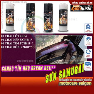 Combo Sơn xit Samurai TCH611 màu nho tím Dream Honda Dream Purple