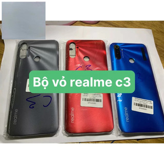 Bộ xương + vỏ +khay sim+kính camera+phím điện thoại oppo realme C3-lên máy đẹp