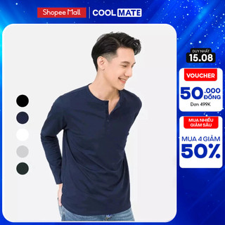 [15.8 MUA 4 GIẢM 50%][Outlet - không đổi trả] Áo thun nam dài tay cổ trụ Prime Henley Cotton Compact Premium Coolmate