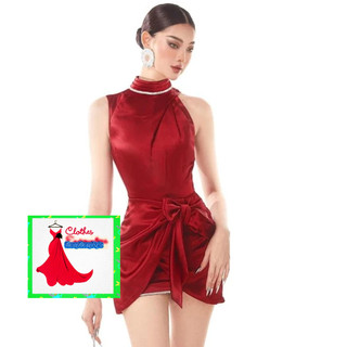 Váy cổ yếm lọ phội vạt đắp viền hạt 110724