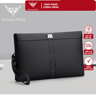 Ví Cầm Tay Nam Da Bò, Clutch Nam Hàng Hiệu WilliamPoLo Túi kẹp nách nam Cao Cấp WLC19 size 27cm