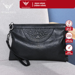 Ví cầm tay nam da bò, clutch nam hàng hiệu williampolo túi kẹp nách nam cao cấp wlc14 size 27cm