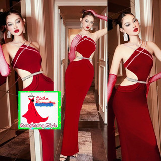 VÁY BODY CỔ YẾM ĐÍNH HẠT PHÓI KHOÉT EO 040824