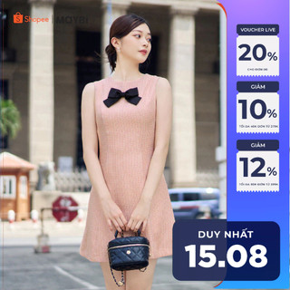 Đầm ôm bố tweed phối nơ đen Maybi