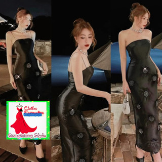 VÁY BODY 2 DÂY PHÓI THÂN ĐÍNH HẠT LÔNG VŨ 041223