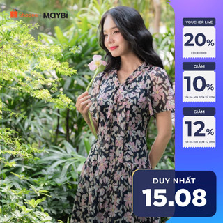 Đầm mini xòe voan nhún Maybi