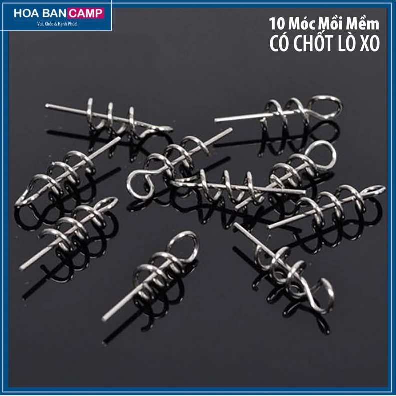 Combo 10 Móc Mồi Mềm Có Chốt Lò Xo | 15x4.5mm