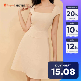 Đầm Maybi xoè linen thun be phối tà kiểu