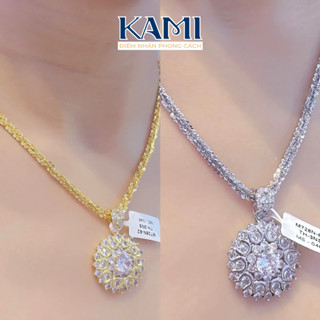 Dây chuyền xoắn hoa mai nhỏ 3ly chạm 4d kèm hoa đá tia cz nhân tạo mẫu mới trang sức sỉ Kami