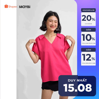 Áo Maybi rộng lụa chéo cổ V