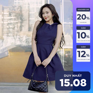 Đầm xòe pho xéo phối nơ cổ Maybi