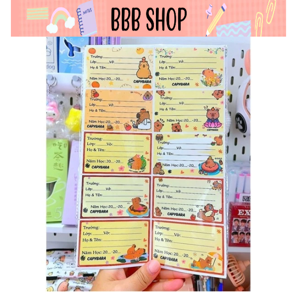 Nhãn vở Capybara - 30 tấm nhãn 1 set - Nhãn vở học sinh Back to shool