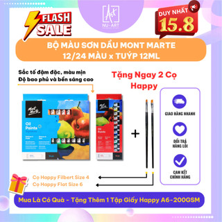 Bộ màu sơn dầu mont marte cao cấp 12/24 màu x tuýp 12ml - mont marte oil paint signature