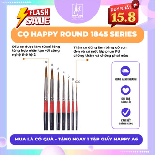 Cọ vẽ màu nước happy series 1845 - đầu tròn và đầu set - nhiều size khác nhau
