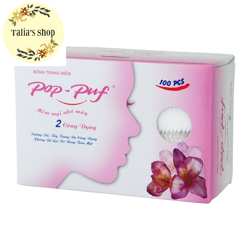 Bông tẩy trang Pop Puf 100 miếng - HỘP HỒNG