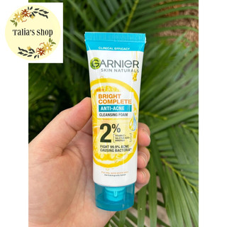 Tuýp xanh - sữa rửa mặt ngừa mụn sáng da garnier skin naturals bright complete 3in1 anti-acne 50ml