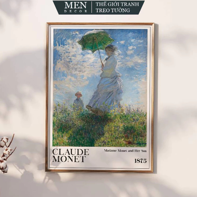 Tranh treo tường, Claude Monet Umbrella Painting, Monet Print,  nhận in theo yêu cầu, tặng kèm đinh 