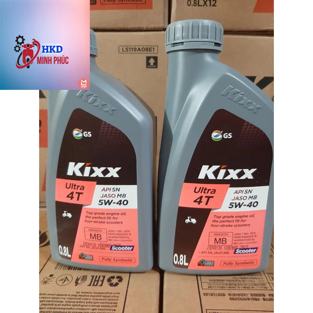 COMBO 2 Chai Dầu nhớt tay ga Kixx ultra Scooter 5W40 0.8L tổng hợp nhập khẩu hàn quốc