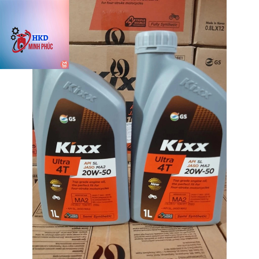 COMBO 2 Chai Dầu nhớt xe số Kixx 20w50 MA2 SL bán tổng hợp dung tích 800ml 1L