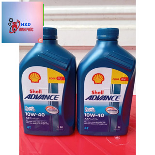 Combo 2 chai Dầu nhớt xe số cao cấp Shell Advance AX7 10w40 thể tích 800ml và 1L