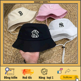 (video & ảnh thật ) Mũ nón bucket có dây logo thêu nổi, chất liệu kaki cao cấp, dây đeo thời trang, full tem tag