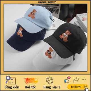 Mũ lưỡi trai jean nón kết gấu chữ M MARITHE đen trắng xanh xukacapbeauty