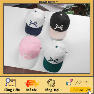 Mũ lưỡi trai nón nơ ribbon cao cấp logo thêu xuhuong 2024 xukacapbeauty