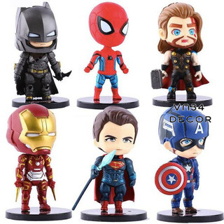 Bộ mô hình 6 Sêu Anh Hùng Marvel Avengers trang trí bánh kem, topper trang trí bánh