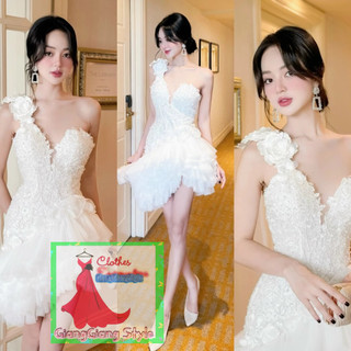 VÁY REN PHỐI TÙNG LƯỚI VẠT XÉO VAI HOA 200624