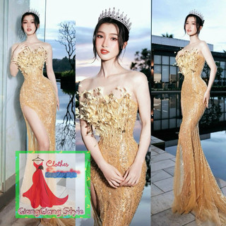 Váy KIM SA ĐÍNH LÔNG TUA PHỐI LƯỚI lông vũ 130724