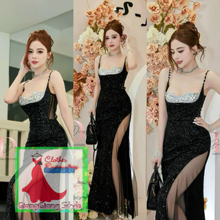 VÁY KIM SA DÀI PHỐI LƯỚI VẠT  2 DÂY ĐÍNH HẠT 170724