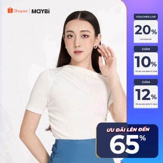 Áo ôm thun gân kiểu lệch cổ Maybi