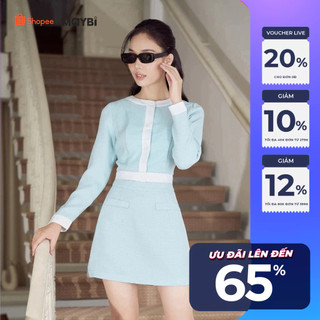 Áo kiểu suông bố phối viền trắng Maybi