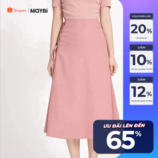Chân váy midi xòe phối đan dây Maybi