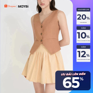 Chân váy mini xếp ly kiểu cotton mịn Maybi