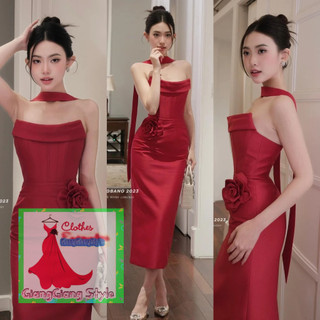 VÁY BODY CÚP ĐÍNH HOA NỔI NGA EO PHỐI DÂY CHOÀNG CỔ 240124
