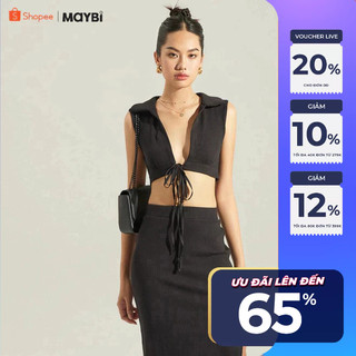 Áo Maybi croptop ôm thun không tay có cổ