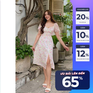 Đầm Maybi midi form A voan phối cup nhún