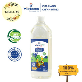  500ml - Dầu dừa tinh khiết Organic Vietcoco nấu ăn dưỡng tóc dưỡng da 