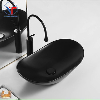 LAVABO ĐẶT BÀN ĐÁ HÌNH THỎI MÀU ĐEN
