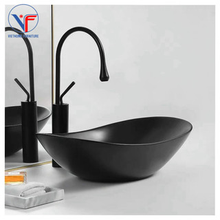 LAVABO ĐẶT BÀN ĐÁ HÌNH THỎI MÀU ĐEN