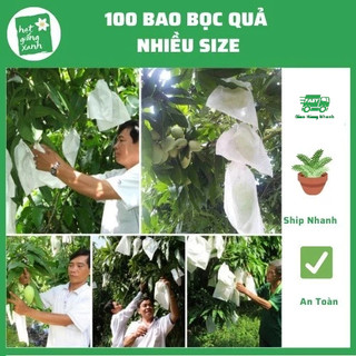 100 Túi bọc quả vải ko dệt mịn chống ruồi vàng đục trái, Ổi, Xoài, Mít, Cam, Mận
