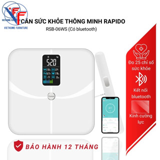 Cân điện tử sức khỏe thông minh Rapido RSB-06WS kết nối bluetooth, đo 25 chỉ số, bảo hành 12 tháng