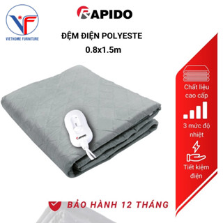 Chăn đệm điện Poly Rapido REB-60SG, chất liệu poly cao cấp, công suất 60W, bảo hành toàn quốc 1 năm
