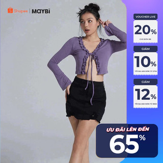 Áo Maybi croptop ôm thun bèo cột nơ
