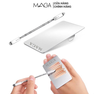 Bộ Dụng Cụ Khay Thìa Trộn Tán Kem Nền Chính Hãng MAGA Makeup Professional Stainless Steel Artist Mixing Palette