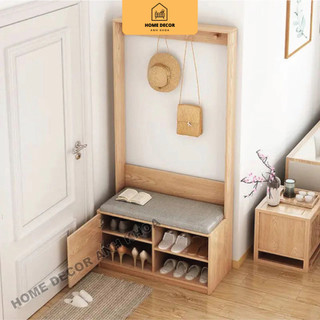 Tủ Giày kết hợp ghế ngồi mang giày cùng giá Treo đồ,quần áo Home Decor Anh Khoa