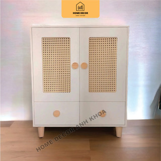 Tủ quần áo cho bé kết hợp cánh mây có 2 ngăn kéo chắc chắn an toàn gỗ MDF 15mm Home Decor Anh Khoa